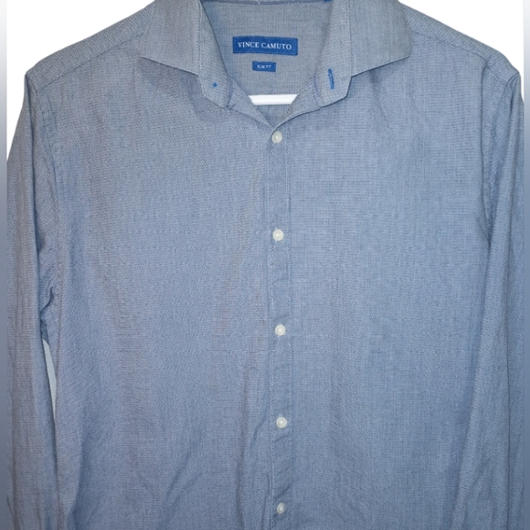 Vince Camuto Shirt, Adult Men 15.5/34-35 Blue Button Down Slim Fit Casual Shirt - Picture 3 of 12